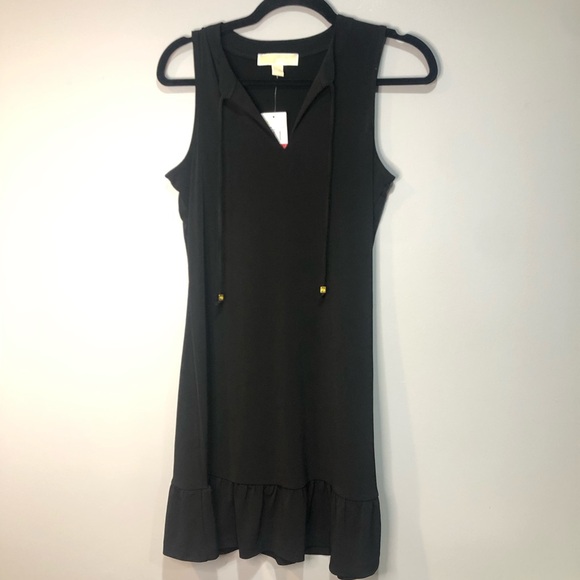 Michael Kors Black Sleeveless Dress with flutter ruffle bottom - Picture 1 of 12